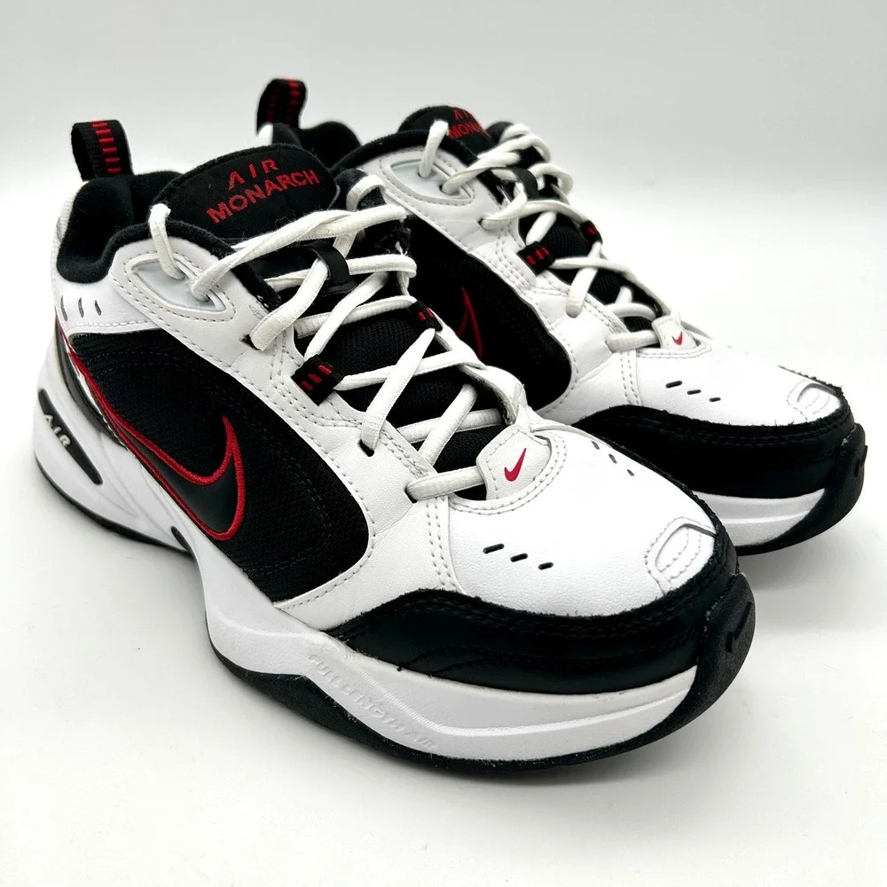 Nike Air Monarch IV Shoes Mens Sz 7 White Black Red Athletic Sneakers 415445-101